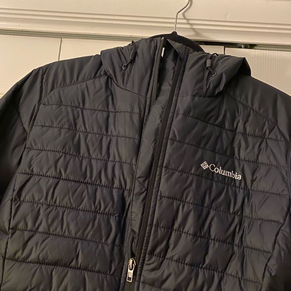 Columbia Powder Pillow Black Puffer Hooded Jacket Woman’s Size Medium Ski Snow - Picture 4 of 6